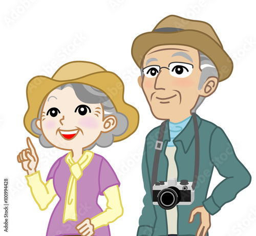 Senior couple Tourist Looking up - Waist Up, Isolated