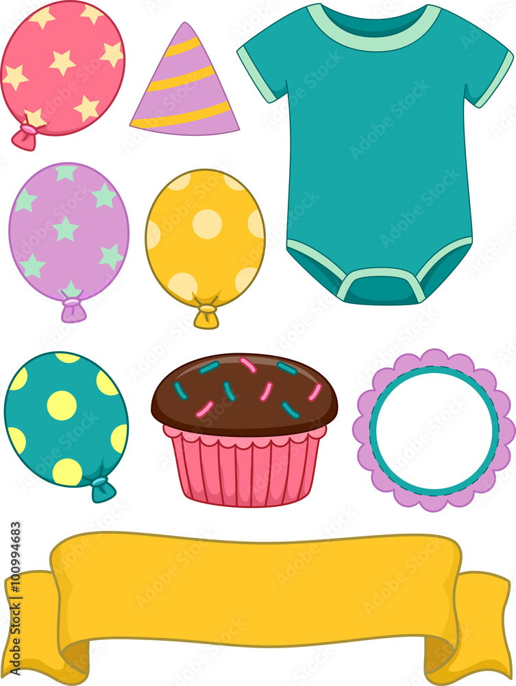 Baby Birthday Design Elements Baby Birthday Design Elements