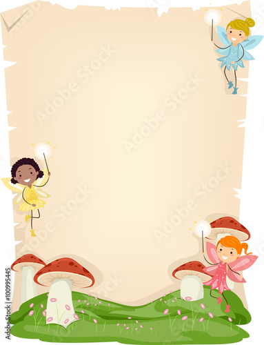 Fairies Hovering Over Mushrooms