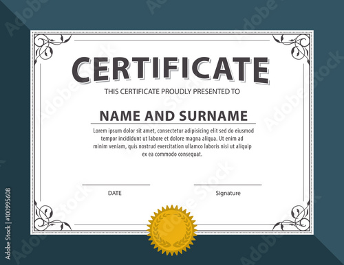 horizontal certificate template,diploma,Letter size ,vector