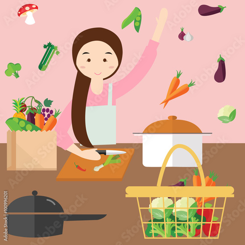 moms woman cooking kitchen vegetable ingredients