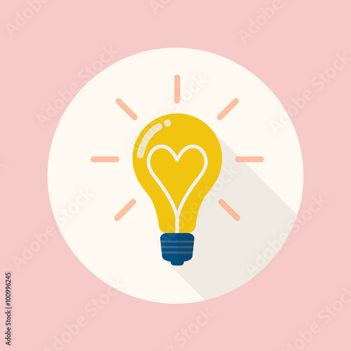 Lightbulb of love flat icon