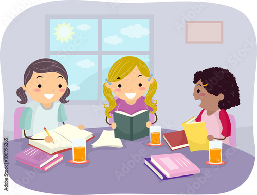 Stickman Kids Group Study Girls