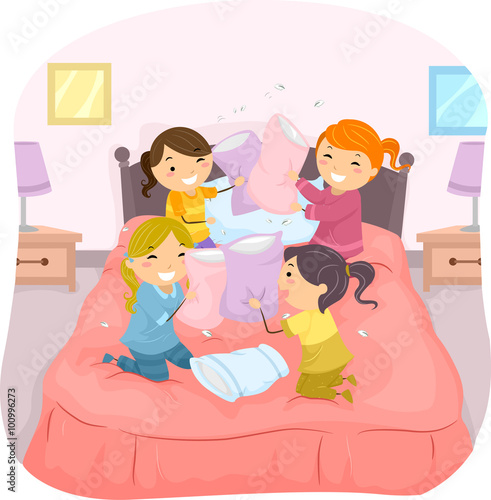 Stickman Kids Pillow Fight Girls
