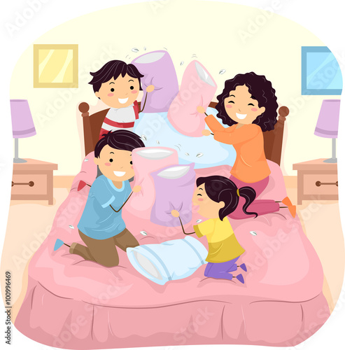 Stickman Family Pillow Fight