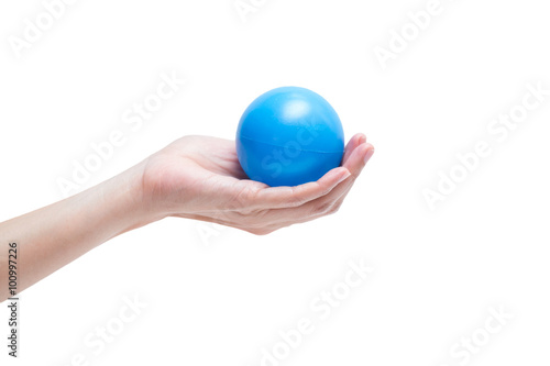 Hands of a woman holding a stress ball