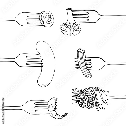 forks with foods