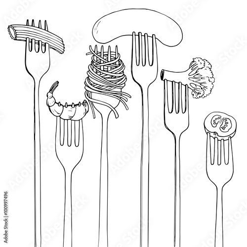 forks with foods