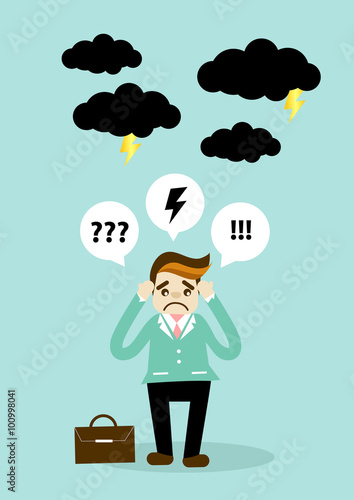 Businessman standing in the cloud, businessman fail