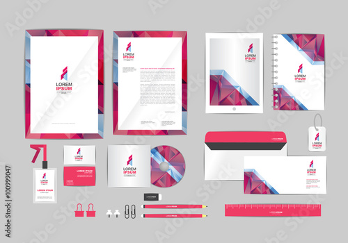 pink and gray with triangle corporate identity template for your