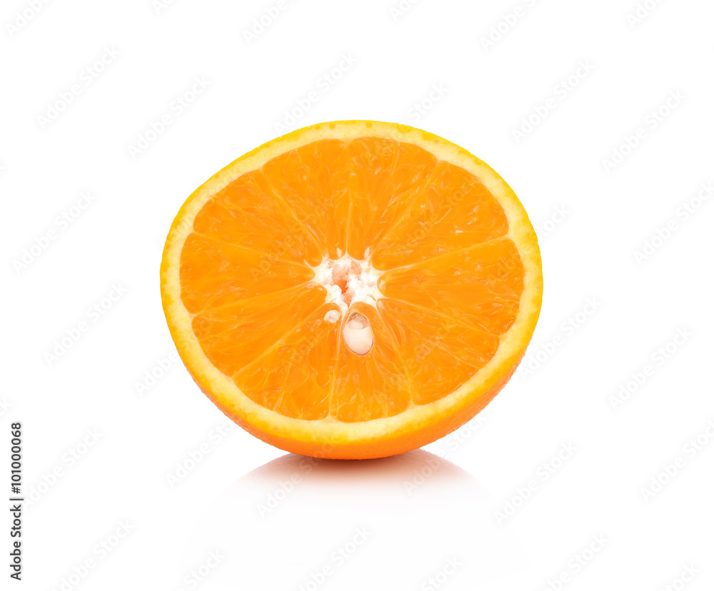 Orange fruit half on white background Orange fruit half on white background