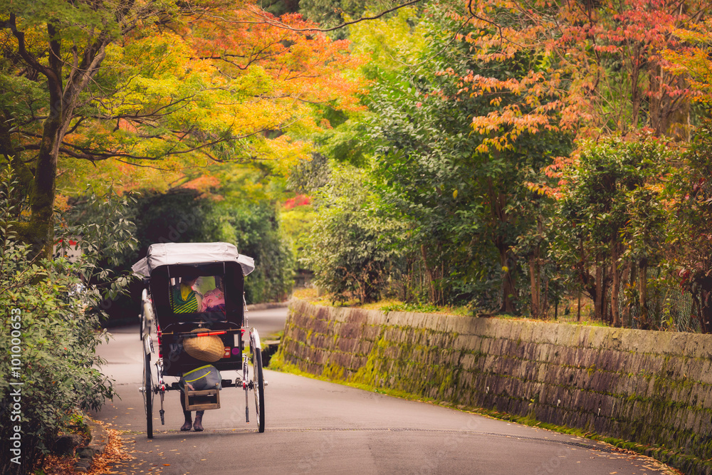 Fototapeta premium Japanese girls on rickshaw