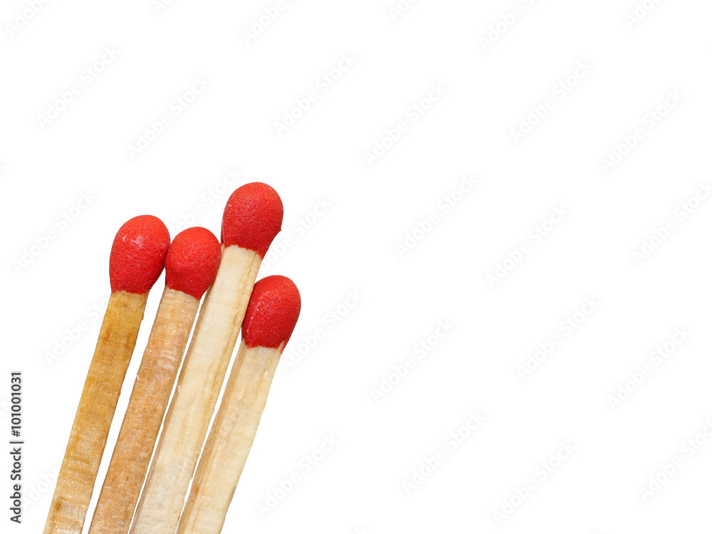 Group of matchstick closeup isolated on white background suitable for presentation Group of matchstick closeup isolated on white background suitable for presentation