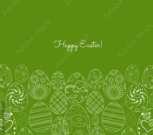 Abstract white easter egg on green background