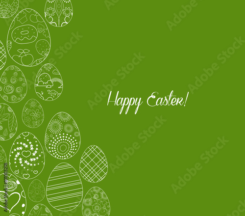 Abstract white easter egg on green background