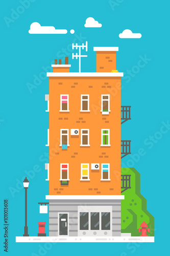 Flat design european colorful apartment