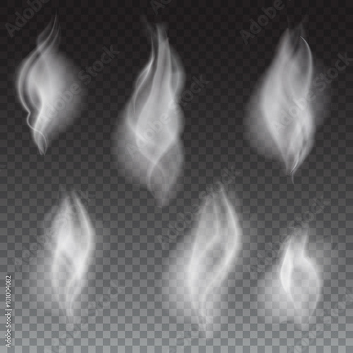 White smoke waves transparent