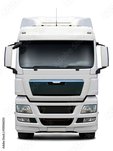 Fotografie, Obraz White MAN truck front view isolated on white background.