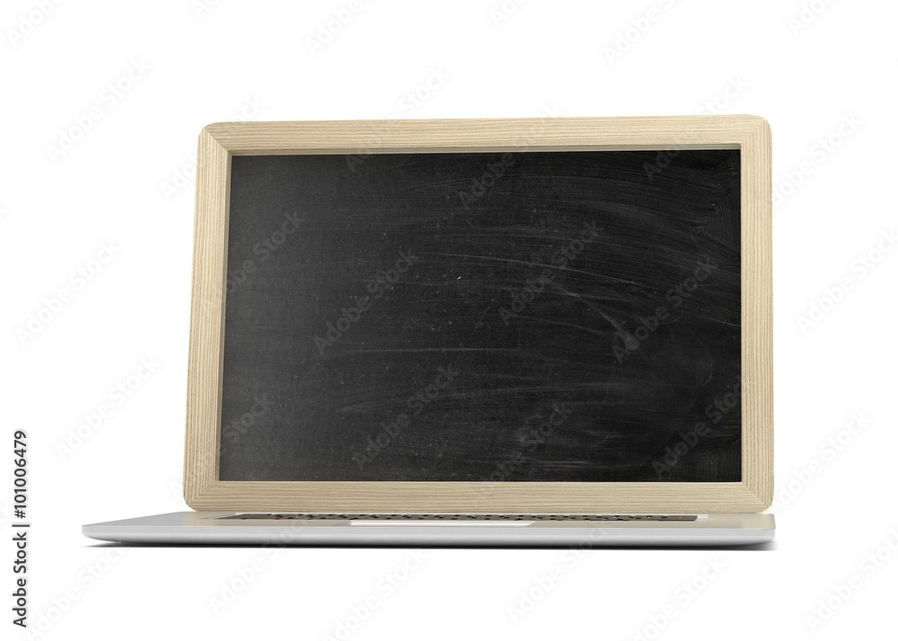 Fototapeta premium Laptop with chalkboard, online education concept