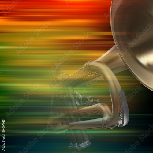 abstract grunge background with trumpet