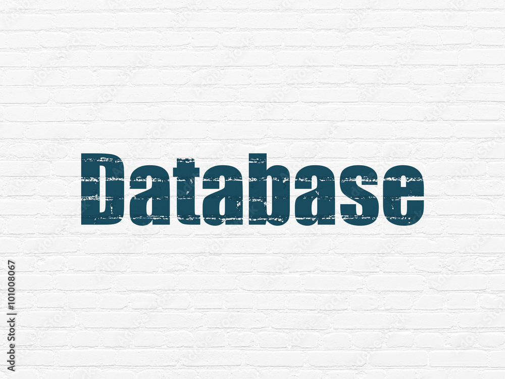 Database concept: Database on wall background Database concept: Database on wall background