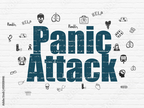 Medicine concept  Panic Attack on wall background
