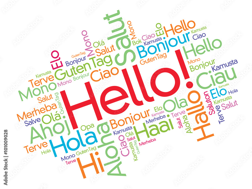 Hello word cloud in different languages of the world, background concept Hello word cloud in different languages of the world, background concept