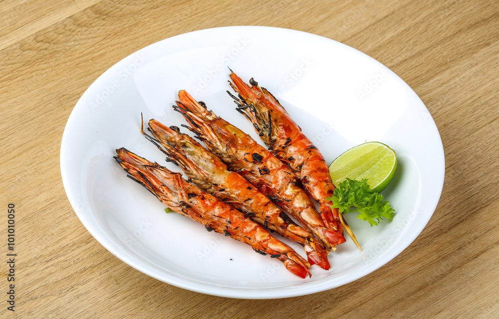 Grilled king prawns