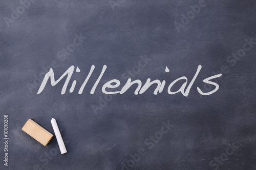 Blackboard with the word Millennials.