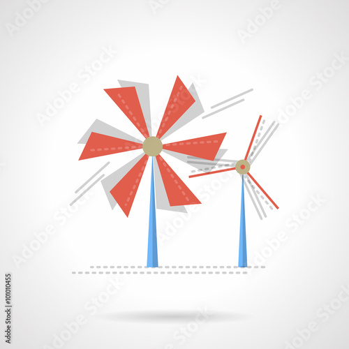 Saving energy flat color vector icon. Wind turbine