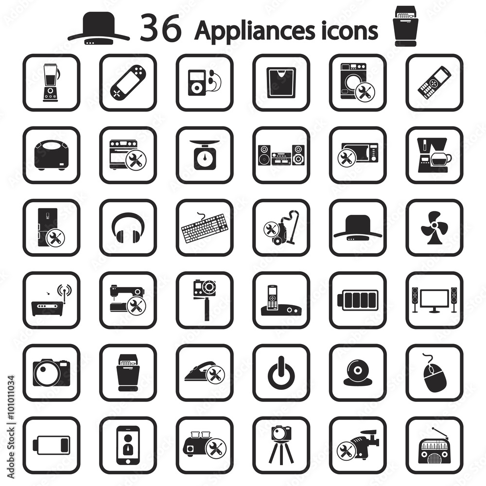 appliances icons set appliances icons set