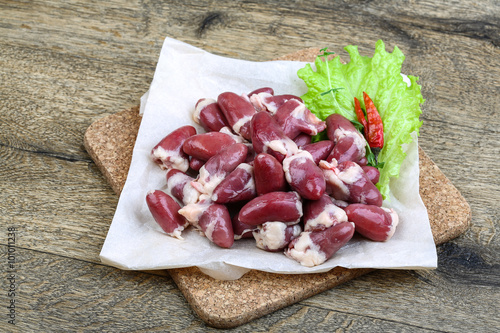 Raw chicken hearts