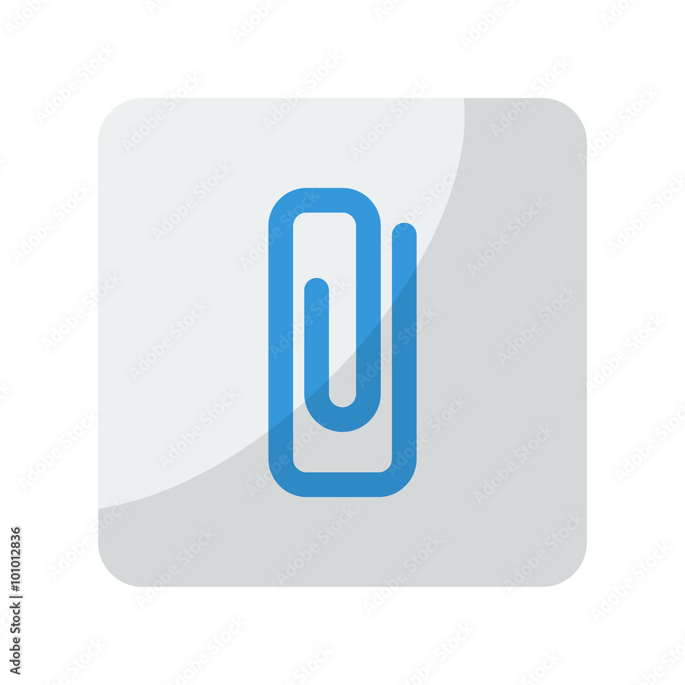 Blue Paper Clip icon on grey rounded square button on white Blue Paper Clip icon on grey rounded square button on white
