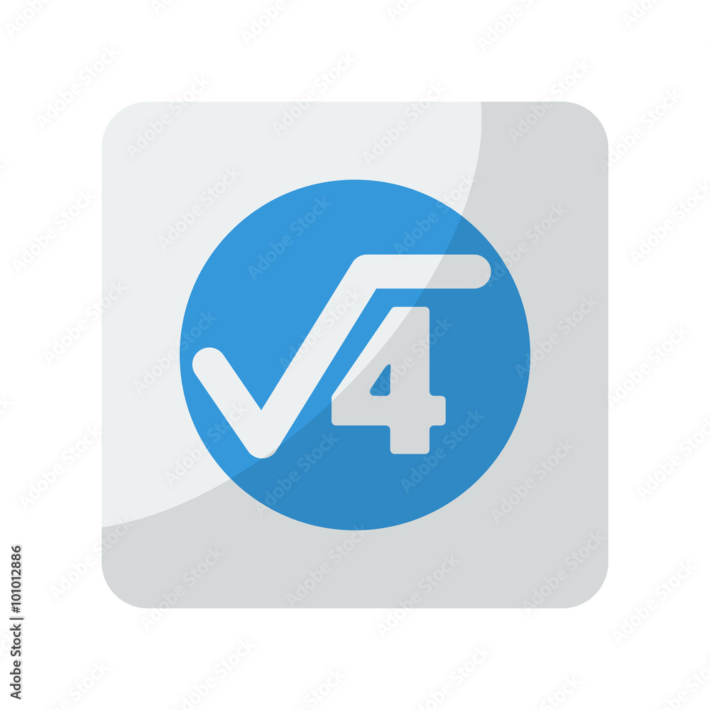 Blue Square Root icon on grey rounded square button on white Blue Square Root icon on grey rounded square button on white