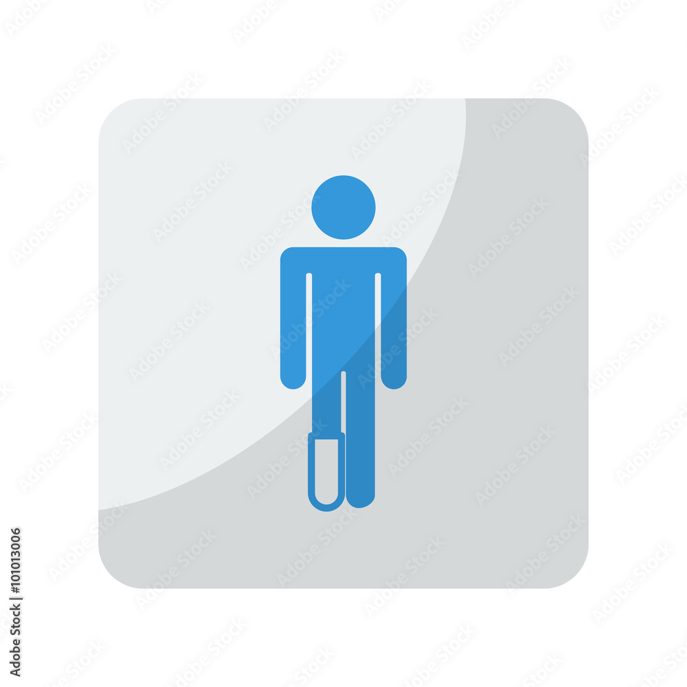 Blue Foot icon on grey rounded square button on white Blue Foot icon on grey rounded square button on white