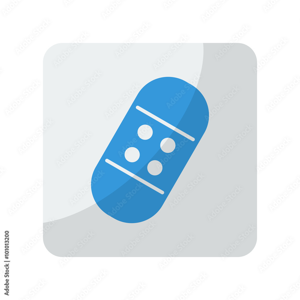 Blue Adhesive Bandage icon on grey rounded square button on whit Blue Adhesive Bandage icon on grey rounded square button on whit