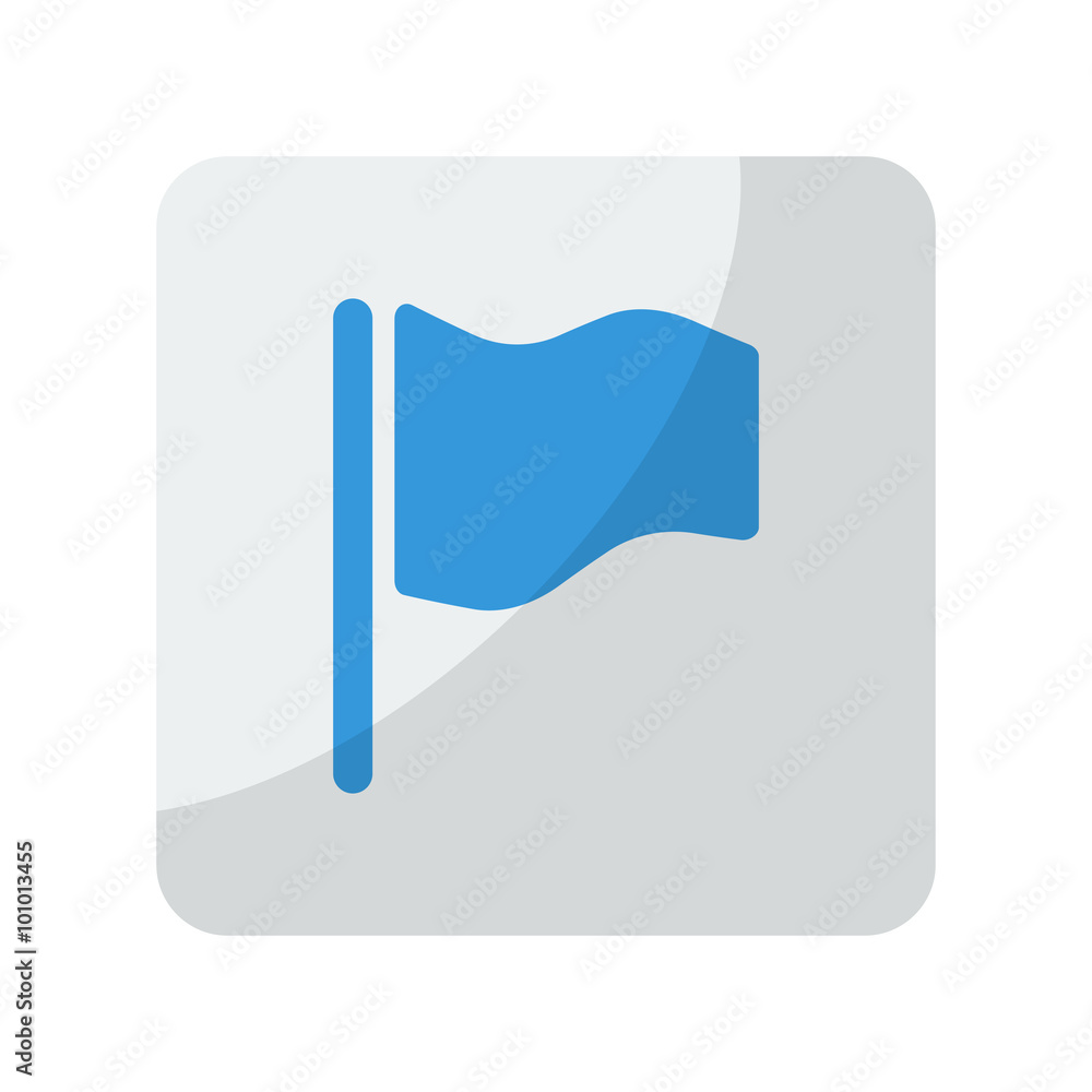 Blue Flag icon on grey rounded square button on white Blue Flag icon on grey rounded square button on white