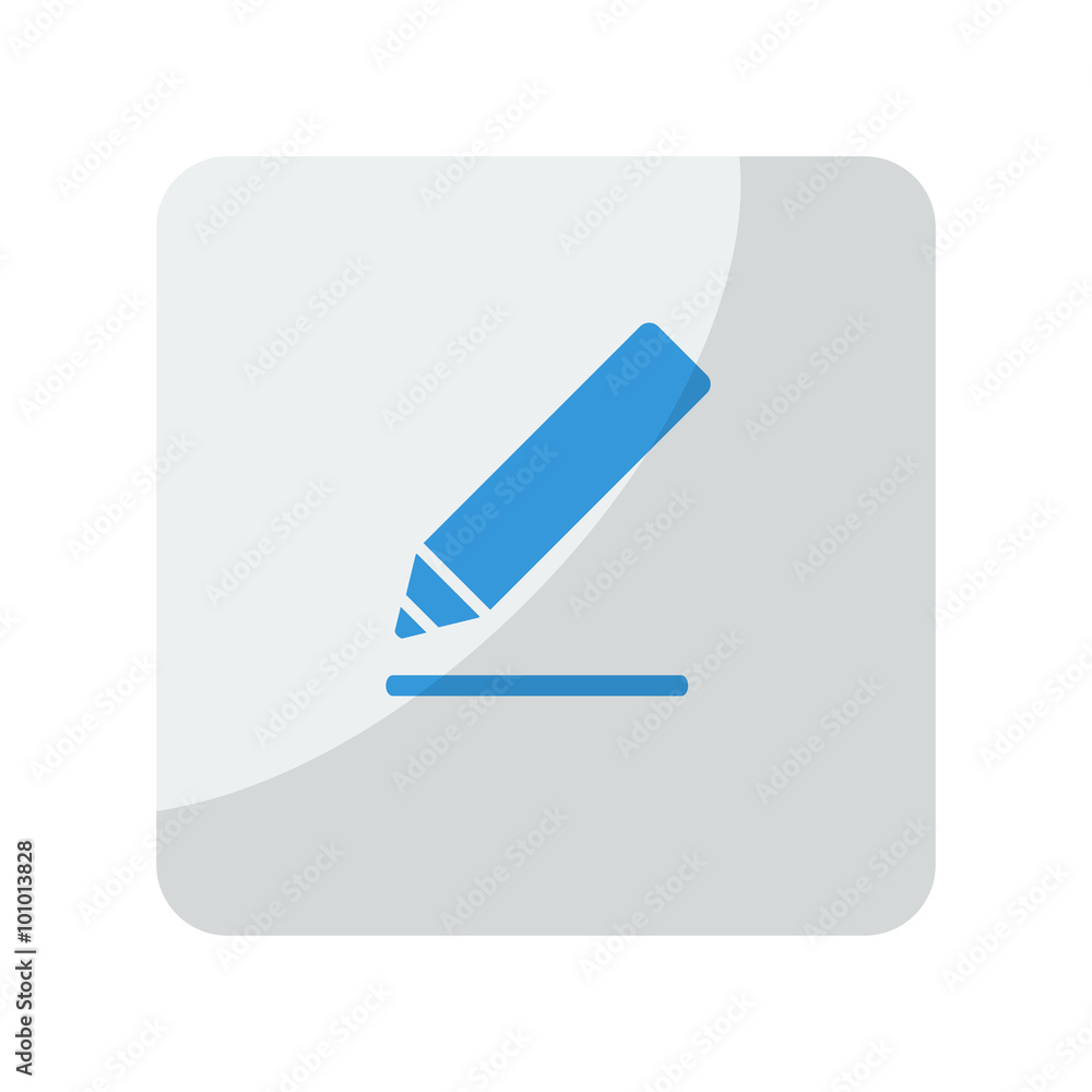 Blue Sign Here icon on grey rounded square button on white Blue Sign Here icon on grey rounded square button on white