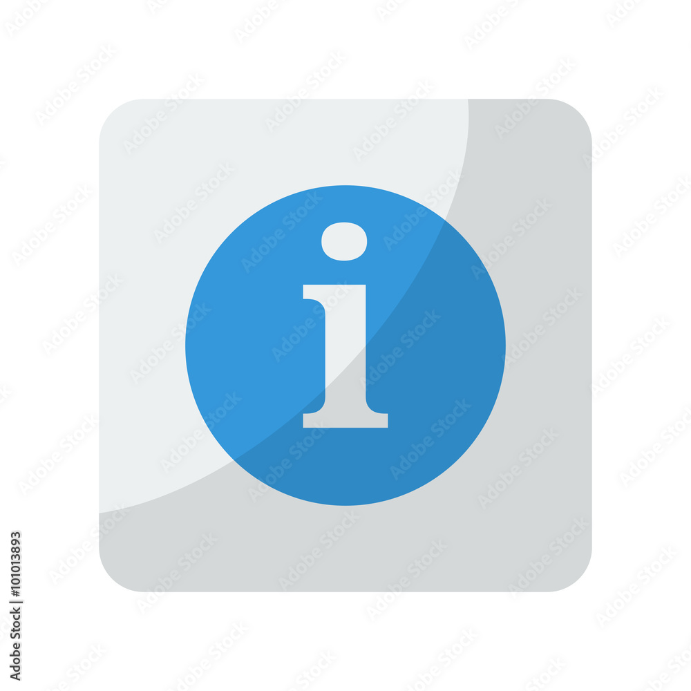 Blue Information icon on grey rounded square button on white Blue Information icon on grey rounded square button on white