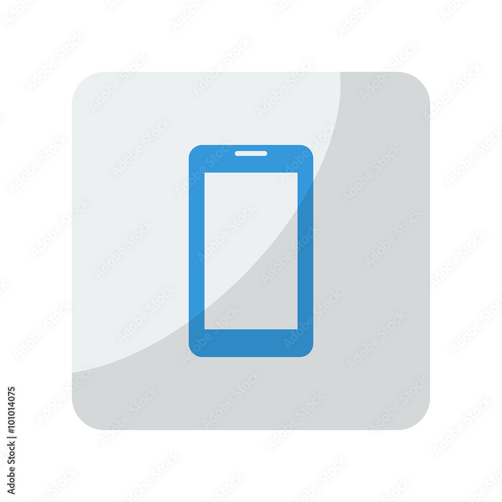 Blue Mobile Phone icon on grey rounded square button on white Blue Mobile Phone icon on grey rounded square button on white