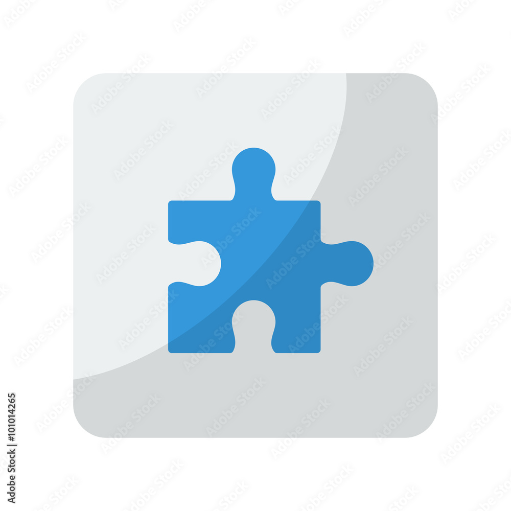 Blue Puzzle icon on grey rounded square button on white Blue Puzzle icon on grey rounded square button on white
