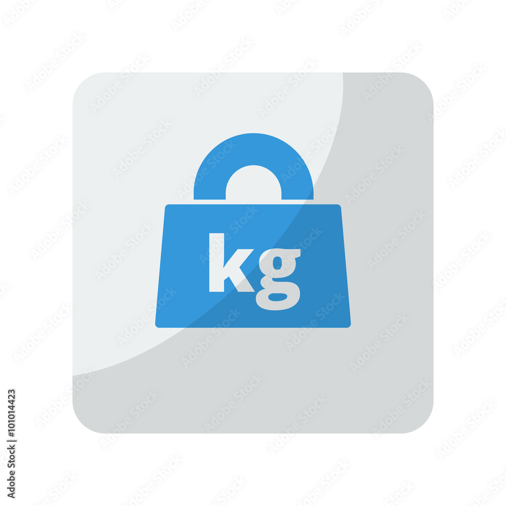 Blue Weight Kilograms icon on grey rounded square button on whit Blue Weight Kilograms icon on grey rounded square button on whit