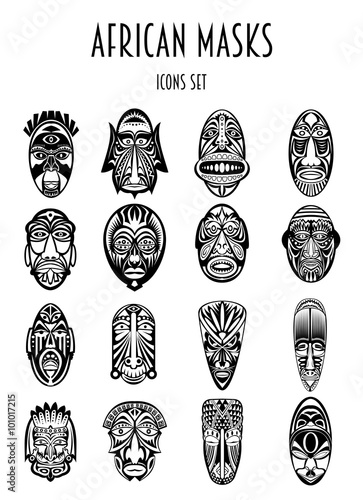 Set of African Ethnic Tribal masks  photo