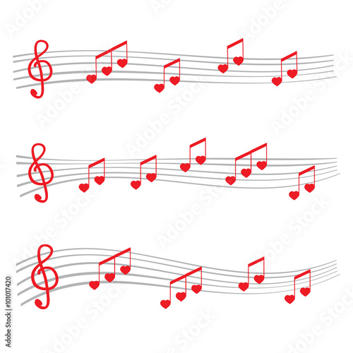 Musical notes and chords heart