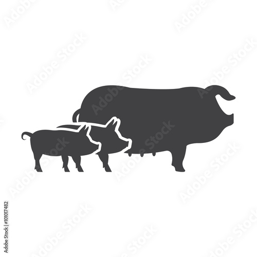 pigs black simple icon on white background for web