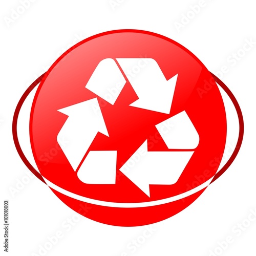 Red icon, recycling sign vector ilustration
