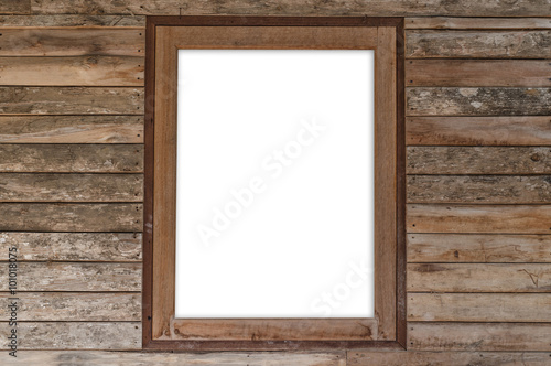 Wooden window isolated on a white background