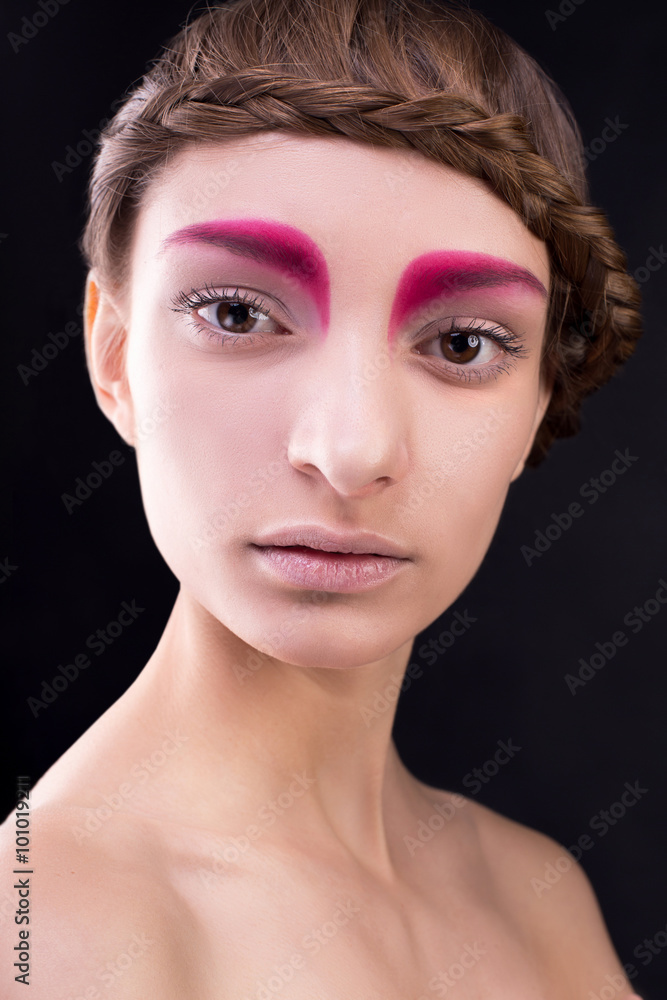 Beautiful girl model face with creative bright makeup, clean skin, Beautiful girl model face with creative bright makeup, clean skin,