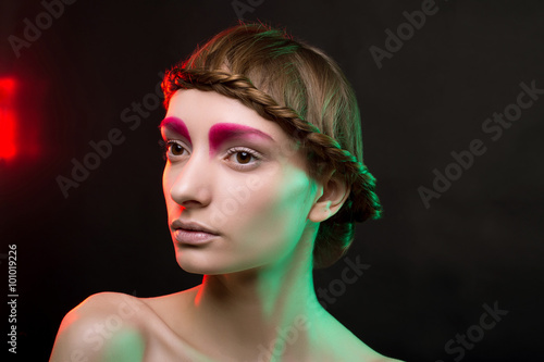 Cosmetics, skincare, visage.portrait of sexy european young woman model with glamour eye makeup