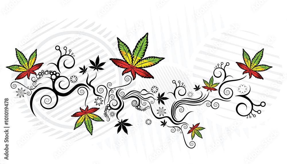 marijuana cannabis leaf symbol background jamaican colors vector illustration